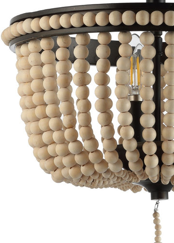 Allie 14" Wood Beaded/Metal LED Flush Mount - JONATHAN Y